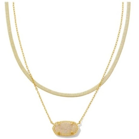 Kendra Scott Jewelry - Kendra Scott Elisa Herringbone Gold Multi Strand Necklace in Iridescent